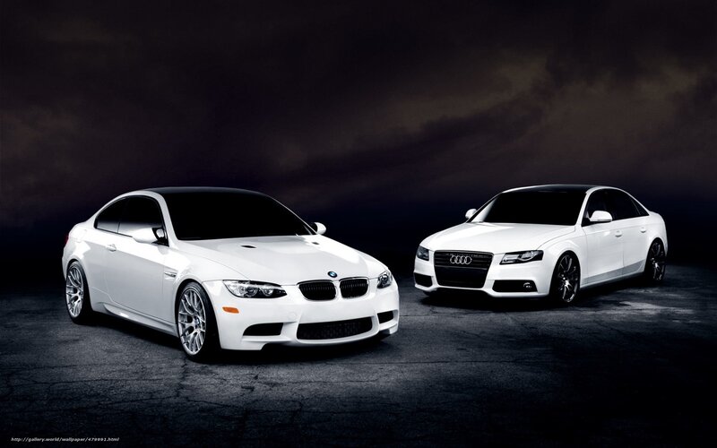 White BMW and Audi cars