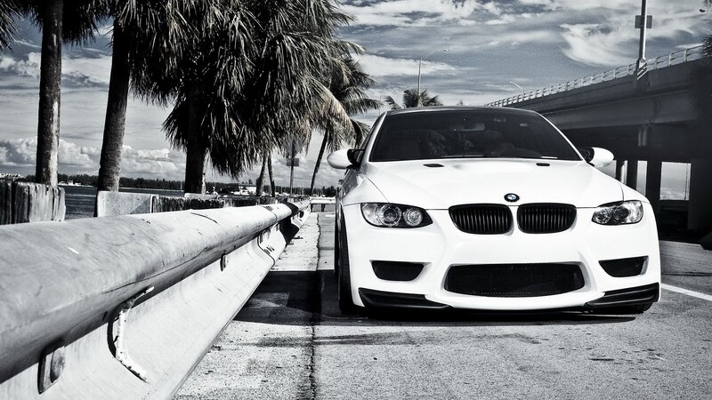 White BMW Car — Black, Dramatic, Afternoon, Photograph
