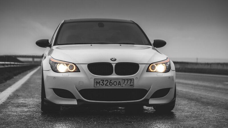 White BMW Car — Black, Dramatic, Photograph