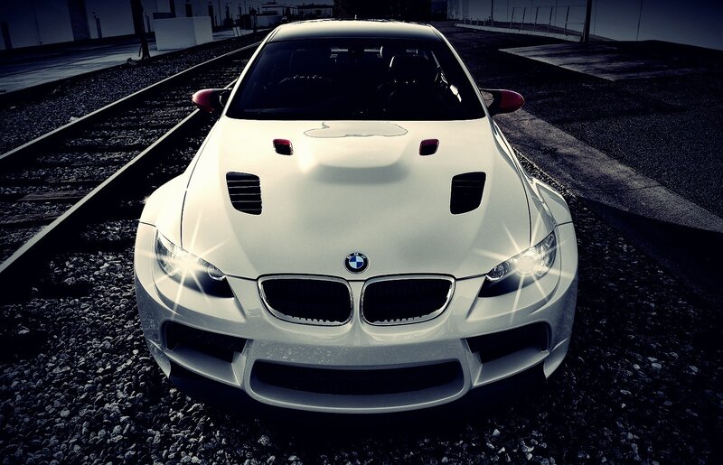 White BMW Car — Dramatic, Photograph, Train Tracks