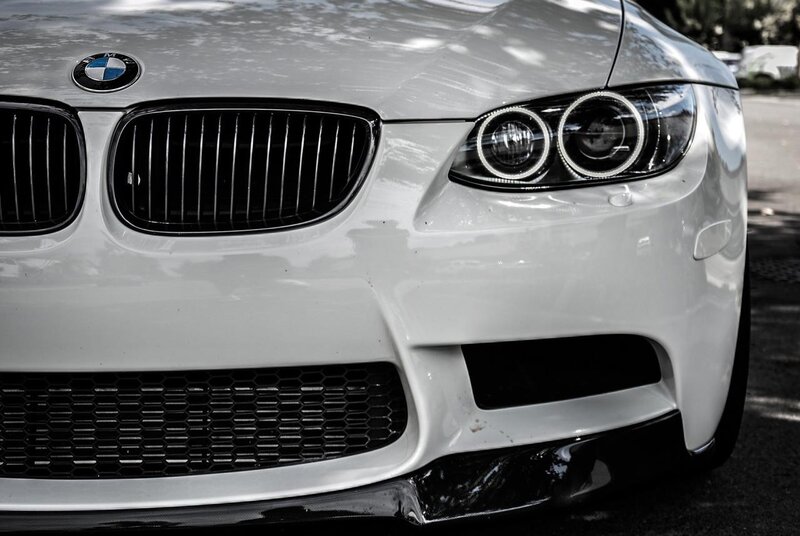 White Bmw Car Front — Dramatic, Afternoon