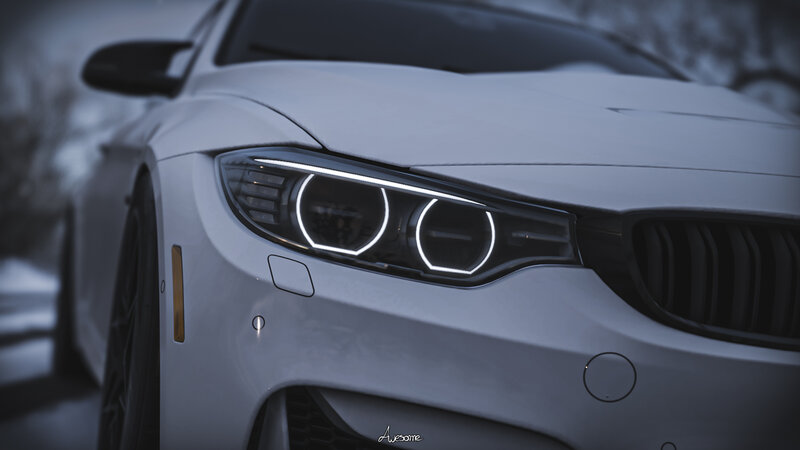 White Bmw Car Front — Dramatic