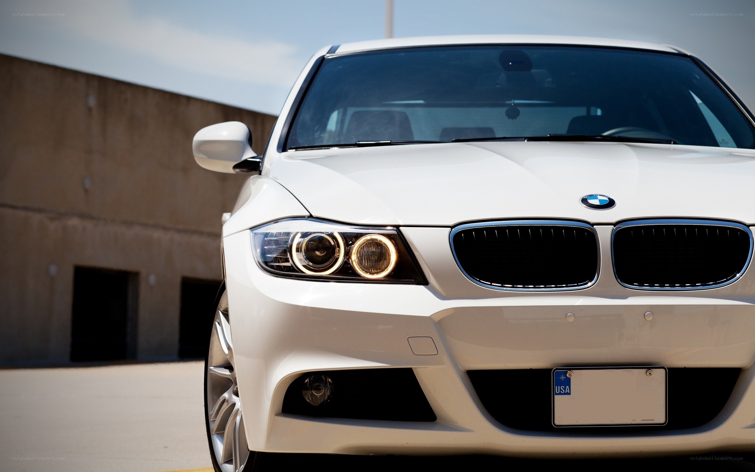 white bmw car front view