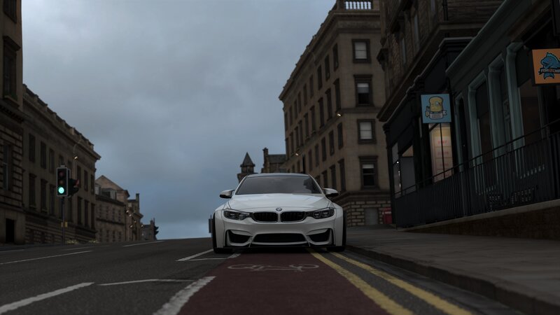 White BMW Car — Gray, Overcast