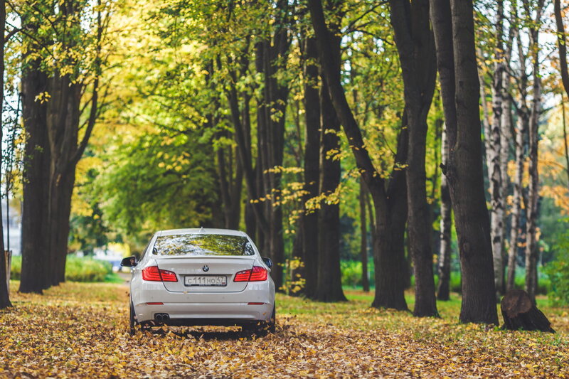 White BMW Car — Yellow