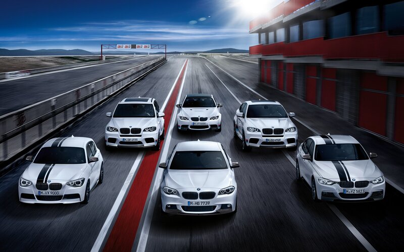 White BMW Cars on Track — Dynamic, Afternoon