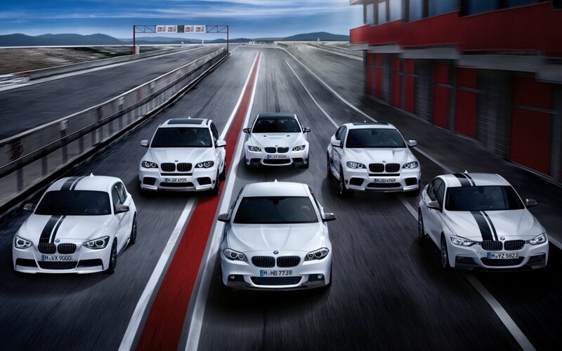 White BMW Cars on Track — Dynamic