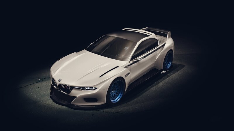 White BMW Concept Car — Dramatic, Night