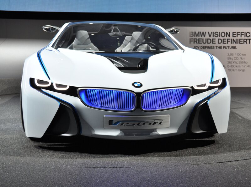 White BMW Concept Car — Modern, Photograph, Grille