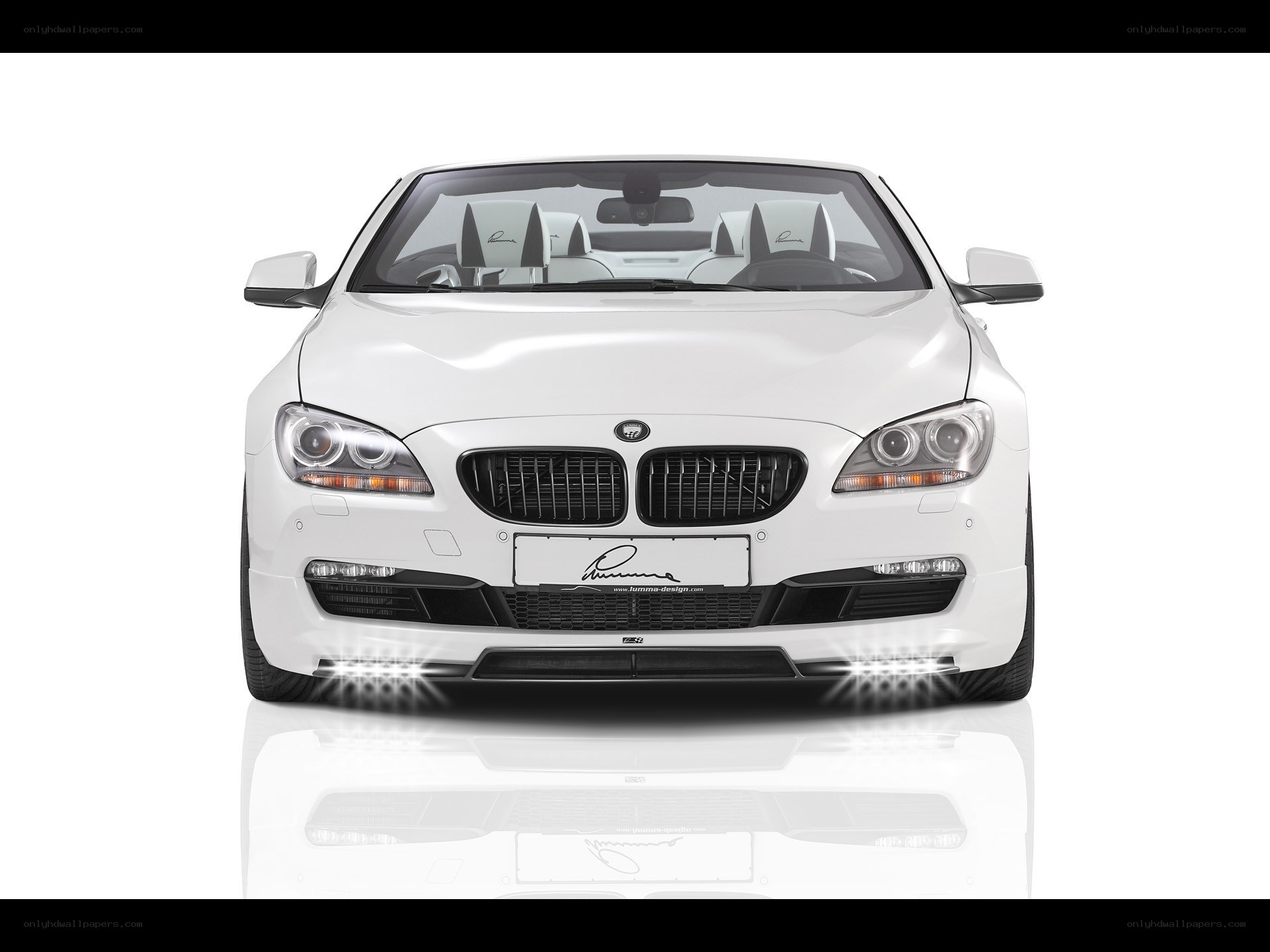 white bmw convertible front view