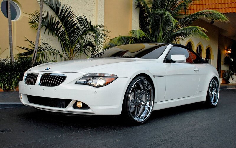 White BMW convertible parked