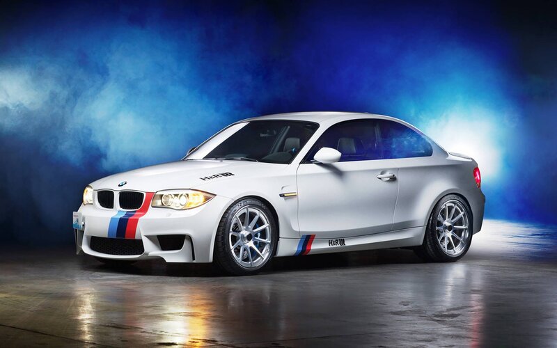 White BMW Coupe — Blue
