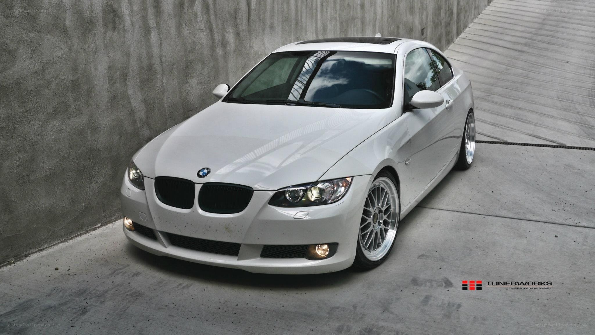 white bmw coupe car