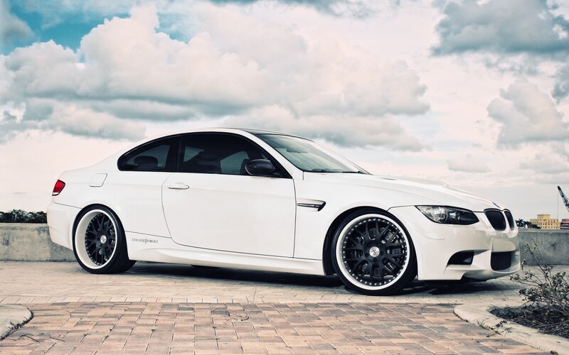 White BMW Coupe — Dramatic, Afternoon, Photograph, Car, Wheels
