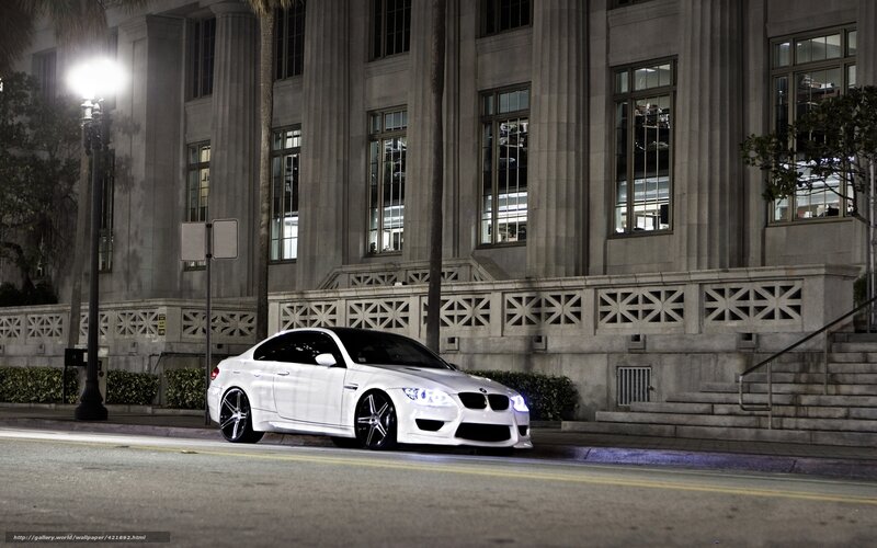 White BMW Coupe — Dramatic, Night, Photograph, Building
