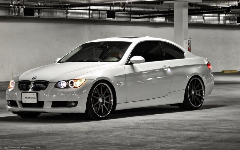 White BMW Coupe — Dramatic, Photograph, Car, Parking Garage