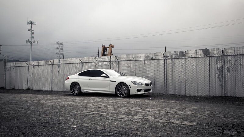 White BMW Coupe — Dramatic, Photograph, Fence