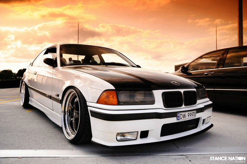 White Bmw Coupe — Dramatic, Sunset, Photograph