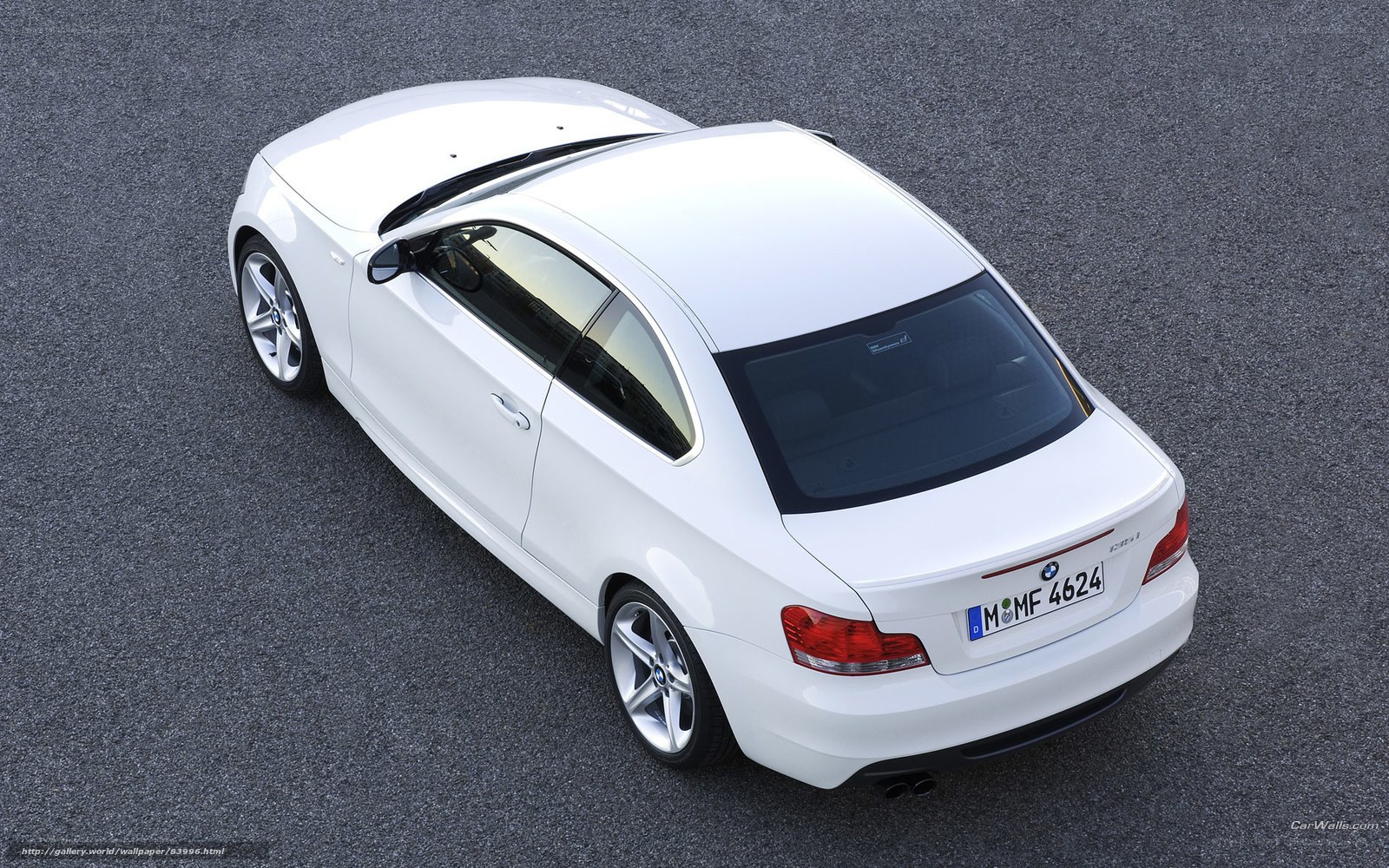 white bmw coupe from above