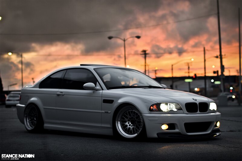 White Bmw Coupe — Gray, Dramatic, Sunset, Photograph