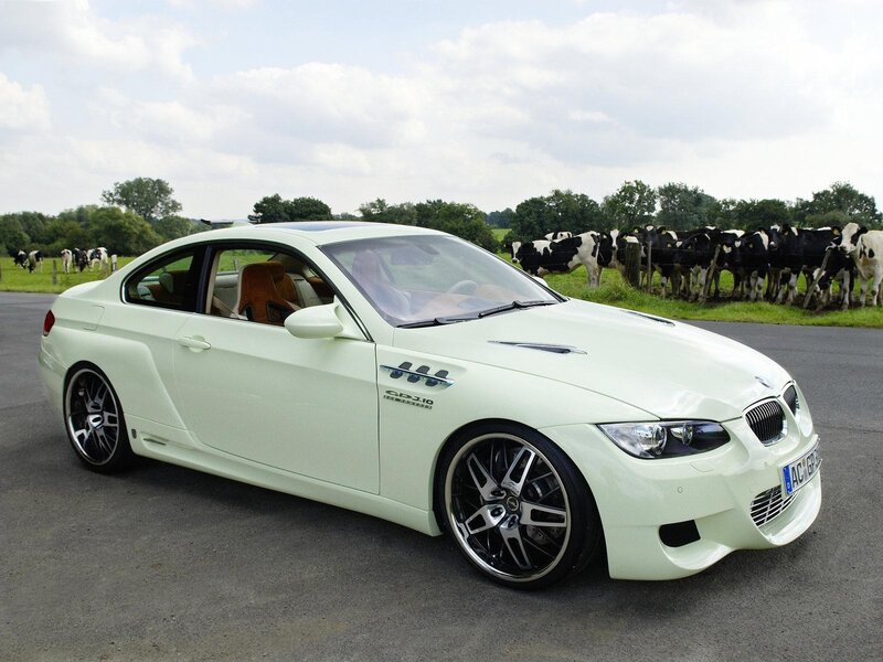white bmw coupe in field
