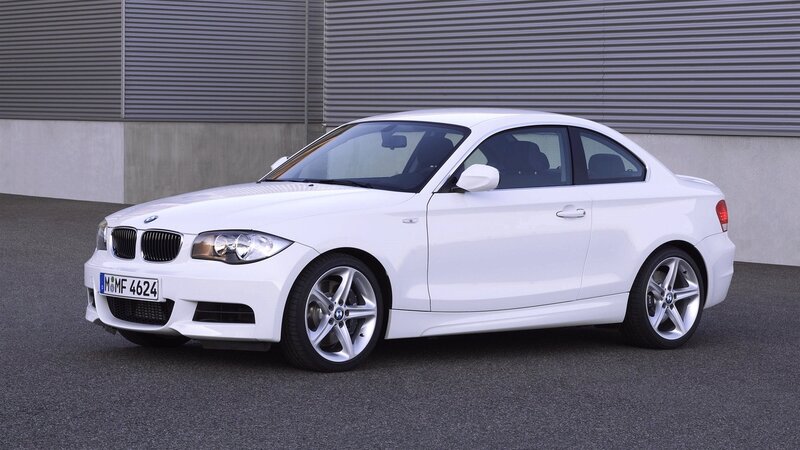 White BMW Coupe — Neutral, Photograph, Car, Building, License Plate