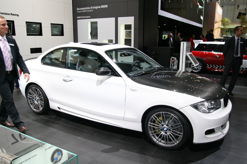 White BMW coupe on display