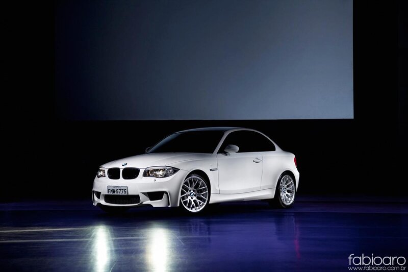 White BMW coupe on display