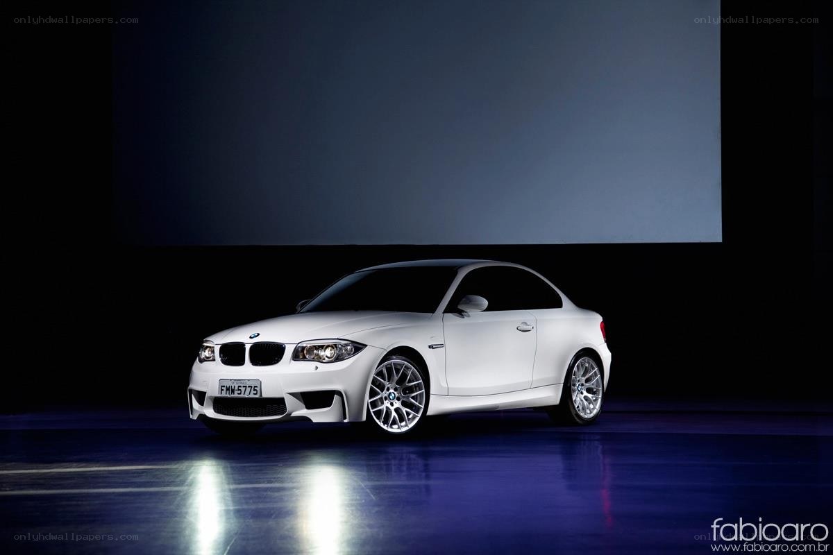White BMW coupe on display