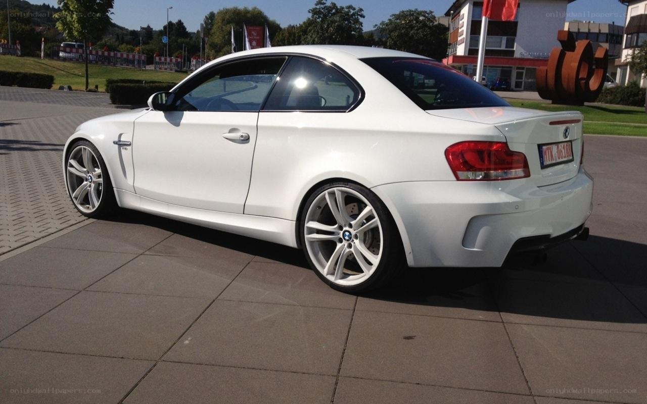 white bmw coupe parked