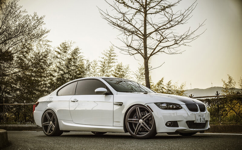 White BMW Coupe — Serene, Sunset