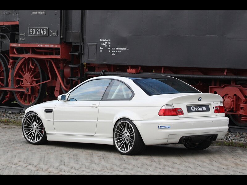 white bmw coupe with g-power badge