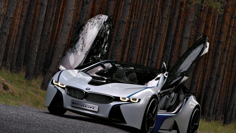 White BMW I8 Car — Silver