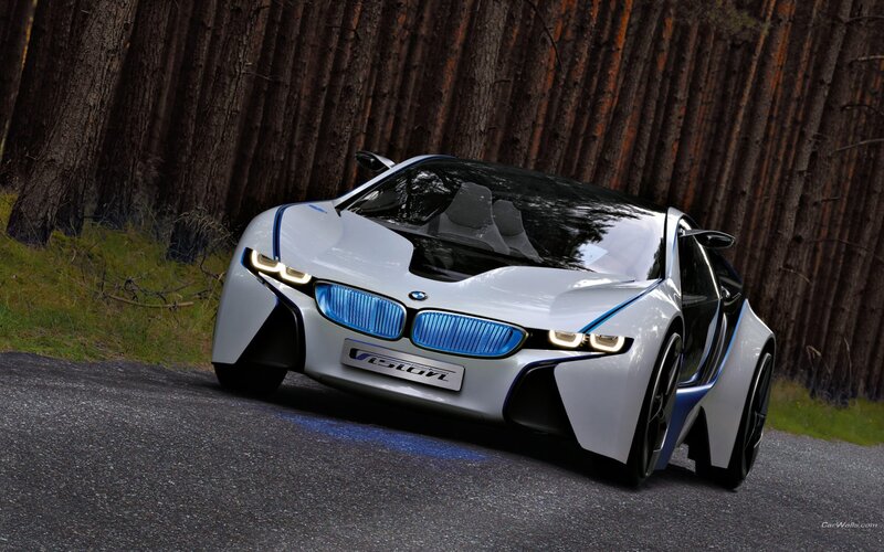 White BMW I8 Concept Car — Dramatic, Photograph, Road