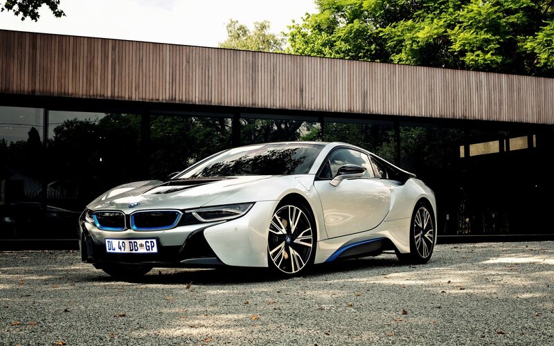 White BMW I8 Sports Car — Silver