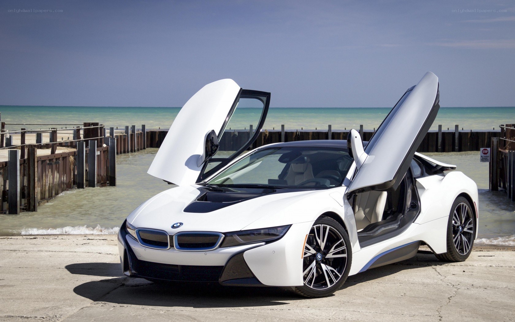 White BMW i8 with doors open