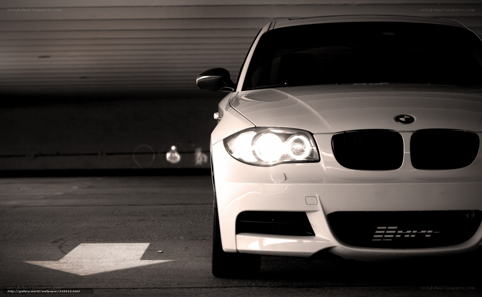 white bmw in garage