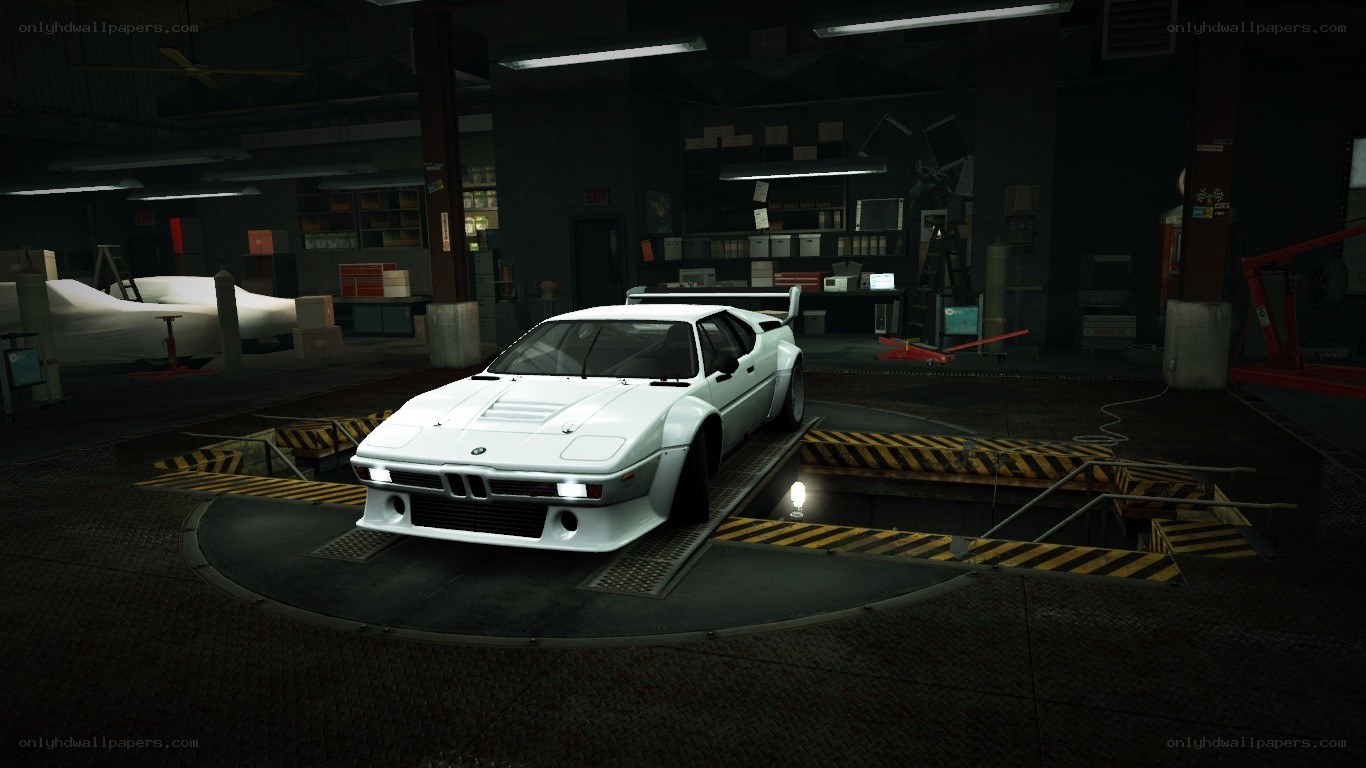 white bmw in garage
