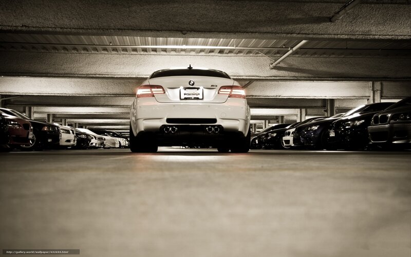 White BMW in Garage — Dramatic