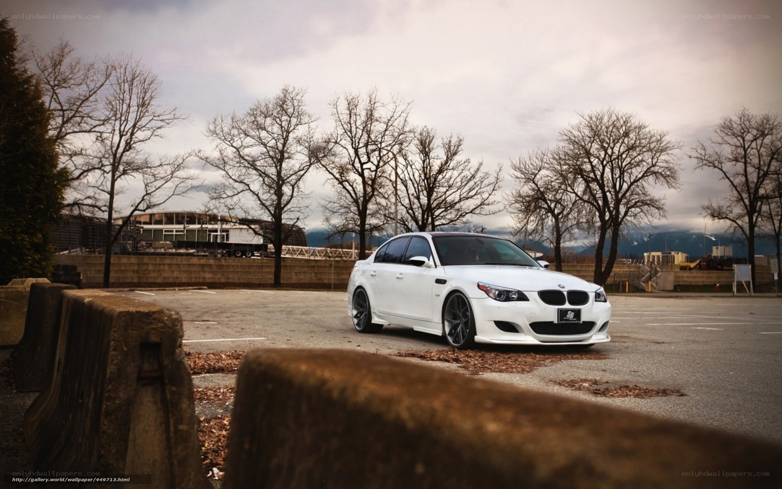 white bmw in parking lot