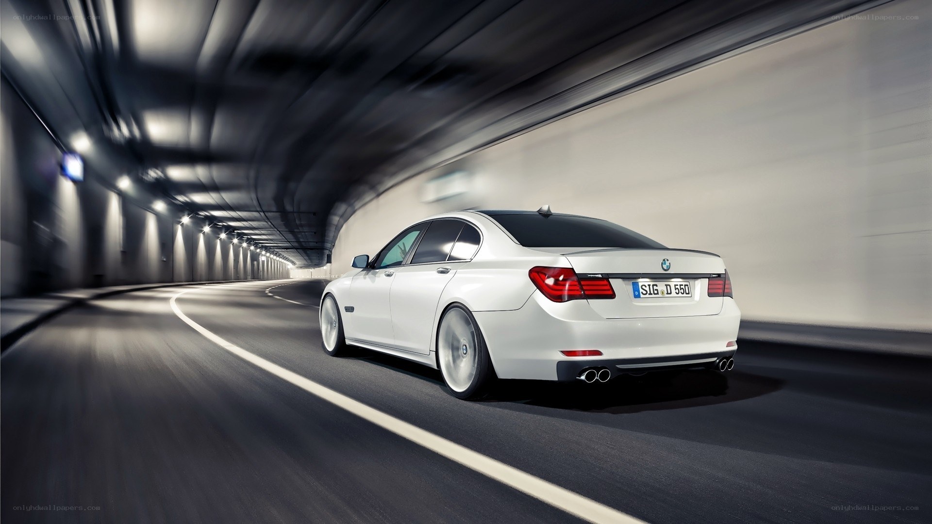 White BMW in tunnel