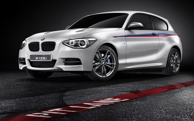 White BMW M135i hatchback