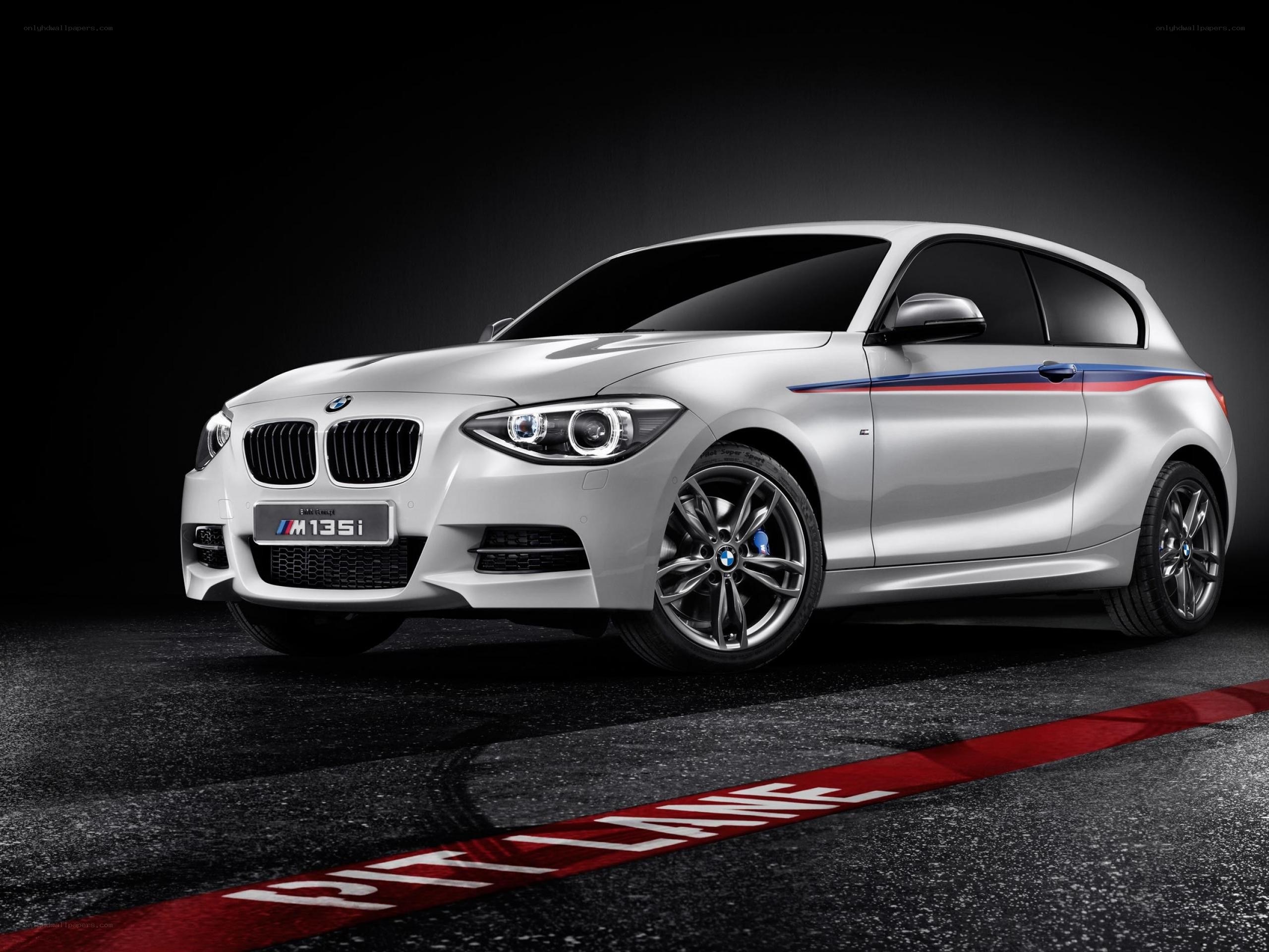 White BMW M135i hatchback