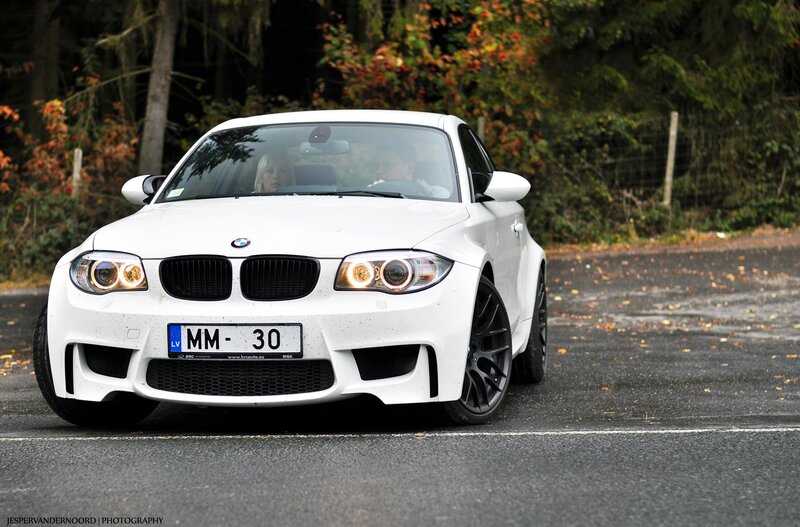White BMW M135i on a road