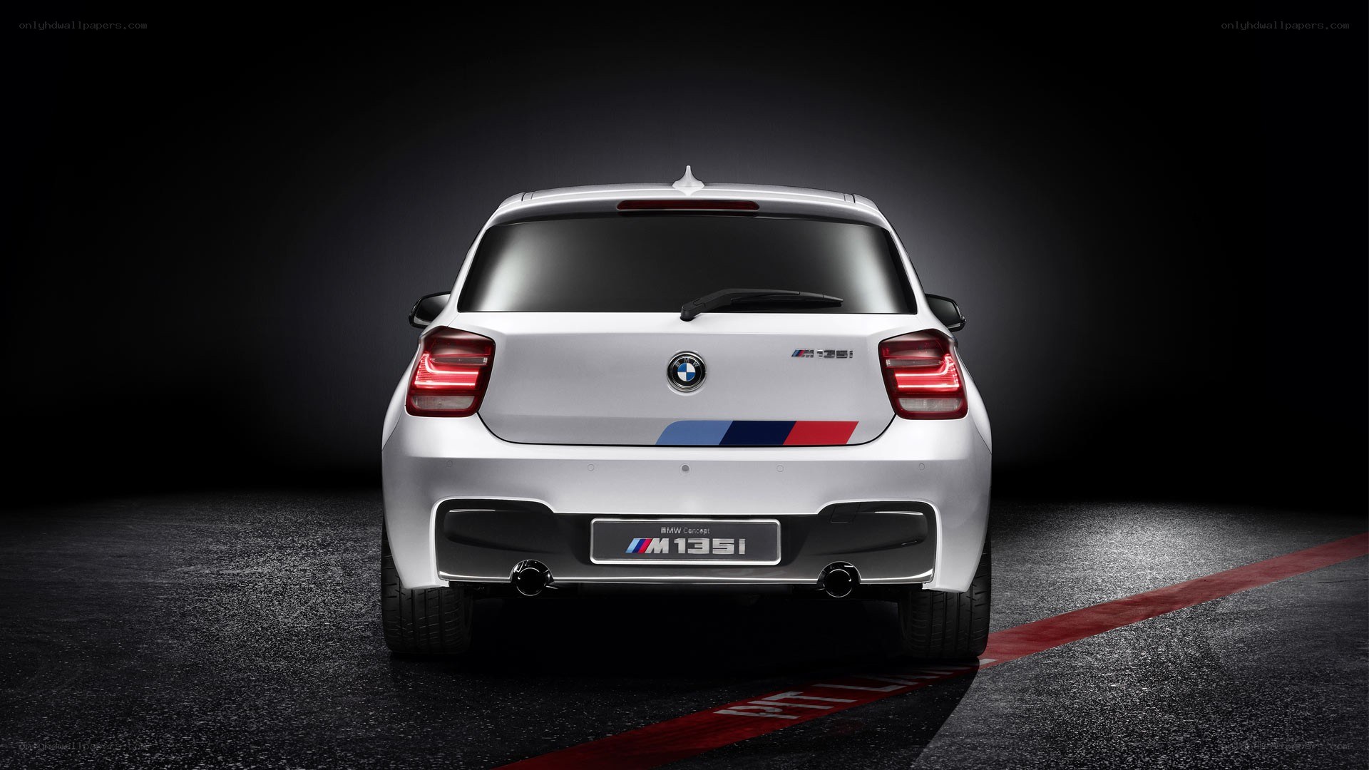 white bmw m135i rear view