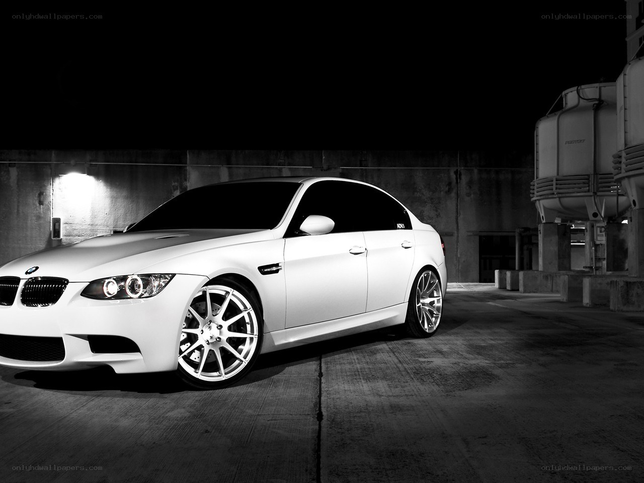 white bmw m3 at night