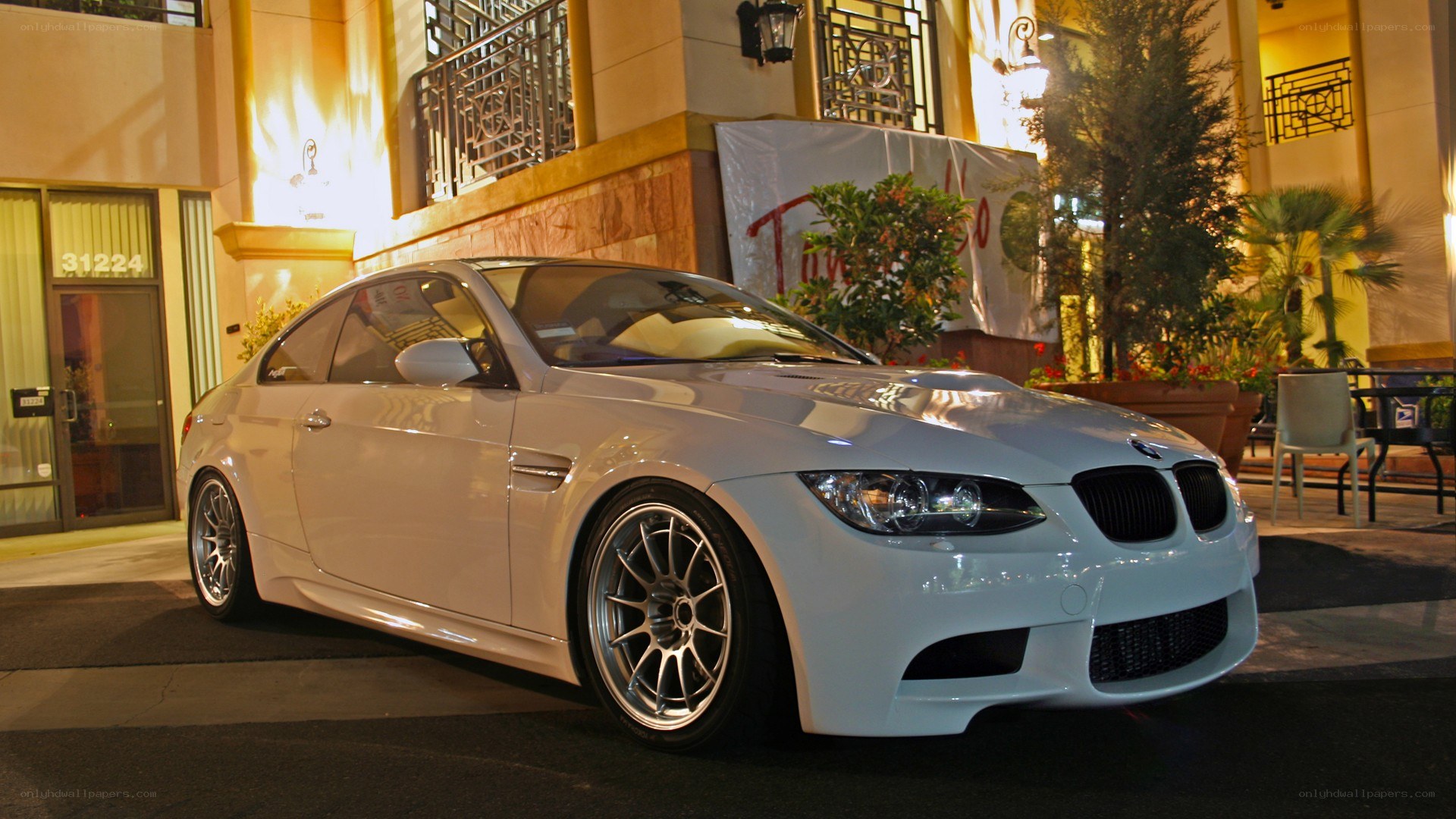 white bmw m3 at night