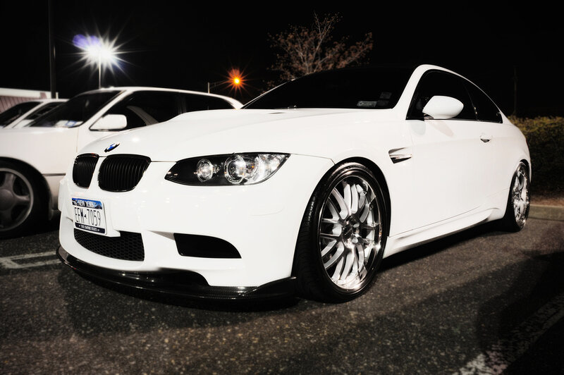 White BMW M3 at night
