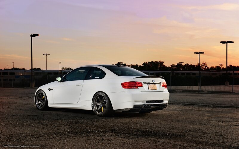 white bmw m3 at sunset