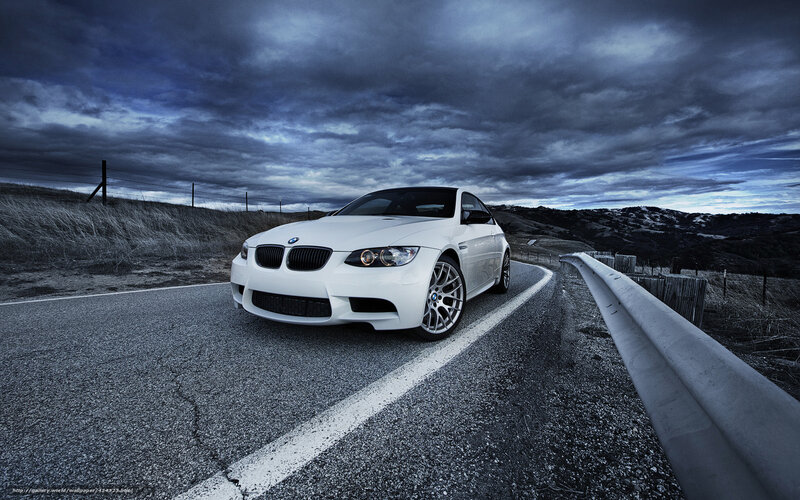 White Bmw M3 Car — Dramatic, Night, Photograph, Road